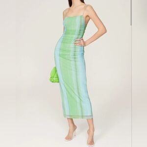 Significant Other Womens Verona Sleeveless Bodycon Green Striped Sheath Dress, 6